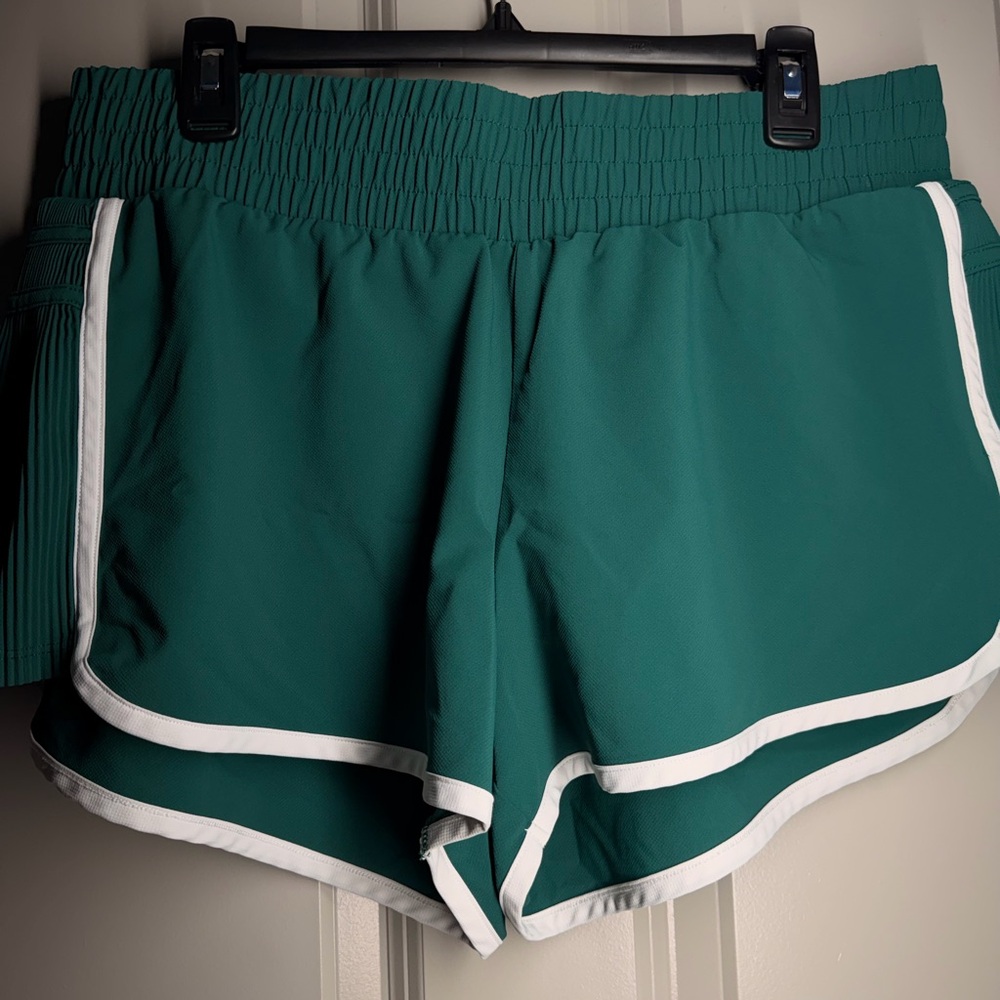 all in motion Teal Green Athletic Shorts with White Trim